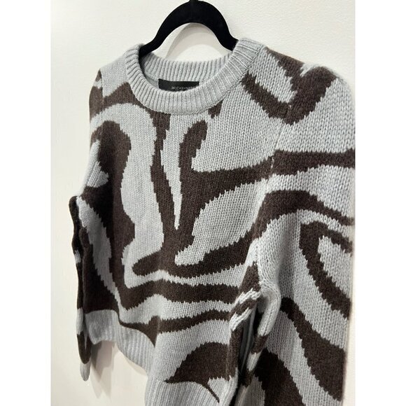 NWT 360 Cashmere Persia Sweater Misty Blue/Espresso Size-S MSRP $498 - Picture 4 of 11